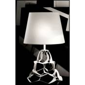 Selene Illuminazione - Abat-jour sn-anais 1046 h41 e27 led moyen blanc métal bronze abat-jour tissu lampe table intérieur moderne, finition métal