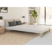 Sommier tapissier 140 x 190 cm + 4 pieds - blanc