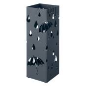 Songmics - Porte-parapluies métallique, Support pour parapluies, avec réceptacle d'eau et 4 crochets, 15,5 x 15,5 x 49 cm, Gris Anthracite