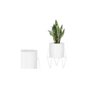 Springos - Support pour fleurs de 22 cm avec un pot, moderne, en blanc mat.