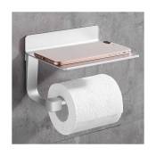 Support de Papier Hygiénique Support de Papier Toilette Autocollant avec Support de Téléphone en Aluminium pour Cuisine et Salle de Bain Argent