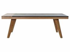 Table basse en bois d'acacia coloris naturel et noir - longueur 130 x profondeur 60 x hauteur 45 cm