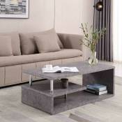 Table basse moderne, finition gris ciment, éclairage LED, table canapé salon, bureau,110 x 55 x 40 (cm)