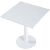 Table carrée en métal coloris blanc - Longueur 70 x profondeur 70 x hauteur 73 cm Pegane