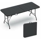 Table de camping pique nique pliable 180cm hdpe polyrotin noire
