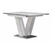 Table Goodyear 104, Blanc + Béton, 76x80x120cm, Allongement, Stratifié - Blanc + Béton