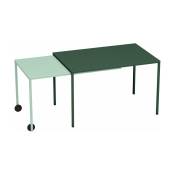 Table rectangulaire coulissante olive et vert d'eau