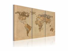 Tableau - ancienne carte du monde - triptyque-90x60 A1-N2051-DK