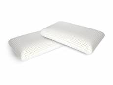 Talamo italia lot de 2 oreillers pour lit, 100% made in italy, oreiller ergonomique "savon" en mousse à mémoire de forme perforée, hypoallergénique et