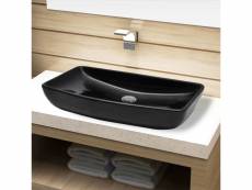 Vasque rectangulaire céramique noir | lavabo à poser