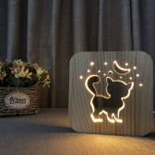 Veilleuse en bois sculpté à led, lampe usb, lampe de table à empreinte de patte créative, veilleuse boisée, lampe 3D, veilleuse de chien/chat patte