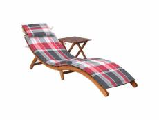 Vidaxl chaise longue de jardin avec table et coussin bois d'acacia