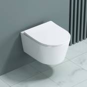 Wc suspendu céramique blanc toilette abattant silencieux avec frein de chute Aix306 - Doporro