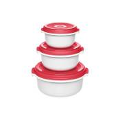 518999 Micro Family Lot de 3 plats pour micro-ondes Blanc/rouge (518999) - Emsa
