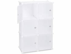 Armoire étagère de rangement meuble avec 6 portes blanc helloshop26 13_0002585_2