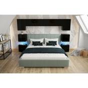 Azura Home Design - Tête de lit Armoire - pont de lit panama 13/HG/B/2-1C noir/noir brillant 280x182x35cm