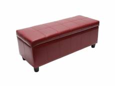Banquette kriens, coffre, banc, cuir + similicuir, 112x45x45cm ~ rouge