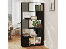 Bibliothèque de séparation meuble de rangement | meuble étagère noir brillant 80x24x155 cm aggloméré meuble pro frco28272