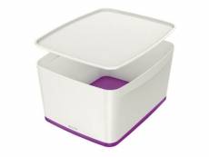 Boîte de rangement leitz mybox wow grand violet avec couvercle blanc abs (31,8 x 19,8 x 38,5 cm)