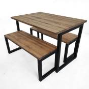 Box Furniture - Ensemble table et bancs iCub Strong 80x120x73 cm Noir Effect-Vintage - Noir