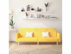Canapé-lit ingénieux à 2 places jaune tissu - 220 x 84,5 x 69