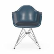 Chaise DAR - Eames Plastic Armchair / (1950) - Galette d'assise - Vitra bleu en plastique