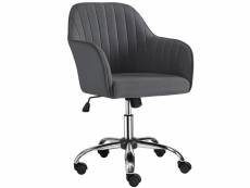 Chaise de bureau chaise d'ordinateur rotative à 360° en velours avec hauteur d'assise réglable gris