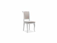 Chaise de salon - l 45 x p 42 x h 96 cm - beige et blanc
