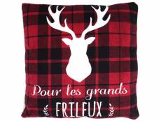 Coussin 40x40 cm cosy frileux rouge/blanc