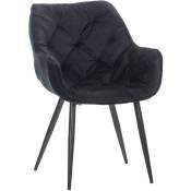 Décoshop26 - Chaise de coiffeuse salon bureau rembourré confortable et moderne capitonné velours noir