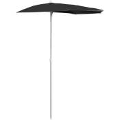 Demi-parasol de jardin avec mât 180x90 cm Noir - Inlife