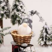 Ersandy - Panier de bonbons de Noël, nouveau panier de rangement de bonbons de poupée elfe de Noël Rudolph, jolie décoration de poupée sans visage,