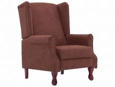 Fauteuil chaise siège lounge design club sofa salon inclinable marron tissu helloshop26 1102294