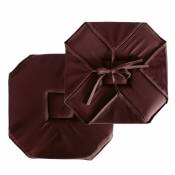 Galette de chaise à rabats et nouettes - Chocolat foncé - 40 x 40 cm