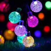 Guirlandes Lumineuses Solaires, 7m 50 led Éclairage de Noël avec 8 Modes d'éclairage, Guirlandes de Boule de Cristal Imperméables pour Noël, Jardin,