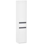 HOMCOM Meuble Colonne Rangement Salle de Bain Style Contemporain 2 placards 3 étagères et tiroir Coulissant Panneaux Particules Blanc