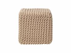 Homescapes pouf cube tressé en tricot - beige SF1667B