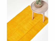 Homescapes tapis de couloir chenille uni en 100% coton jaune moutarde - 66 x 200 cm RU1240A