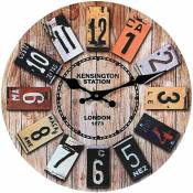 Horloge Murale Vintage, 14'' Horloge Murale Geante, Horloge Murale Bois, Horloge Murale Design Moderne, Grande Horloge Murale, Silencieuse Pendule