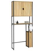 Idmarket - Meuble wc 3 en 1 avec armoires de rangement detroit design industriel - Naturel