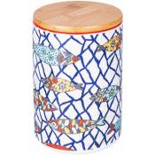 Jar de table 870 ml en dolomite avec couvercle de bambou et décoration marine los cabos