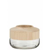 Jolipa - Vase rond en bois et verre H18cm - Naturel