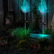 Lampe solaire décoration de jardin torches solaires flamme, design flamme avec effet de lumière bleue, verre craquelé blanc froid led, h 90 cm, lot