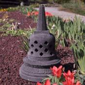Lampe stupa borobudur en pierre de lave 45 cm - Gris