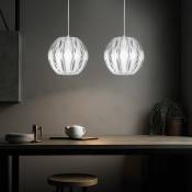 Lot de 2 lampes pendules suspendues sphères lumineuses plafonniers E27 spots ronds blanc transparent