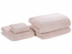 Lot de 4 serviettes de bain en coton rose atai 245434
