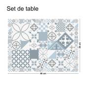 Lot de 4 sets de table L 40xl 30cm Bleu Carreaux de