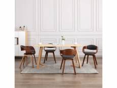 Lot de chaises de salle à manger 4 pcs bois courbé et tissu - gris - 51,5 x 49 x 71,5 cm