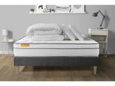 Matelas + sommier 140x190 + couette + 2 oreillers Pack