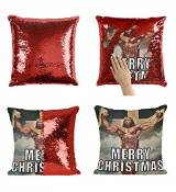 Merry Christmas Strong Jesus C30 Sequin Pillow De Noël, Oreiller, Sequin Pillowcase, Taie d'oreiller, Two Color Pillow, Gift for Him, Pillow, Magic Pi